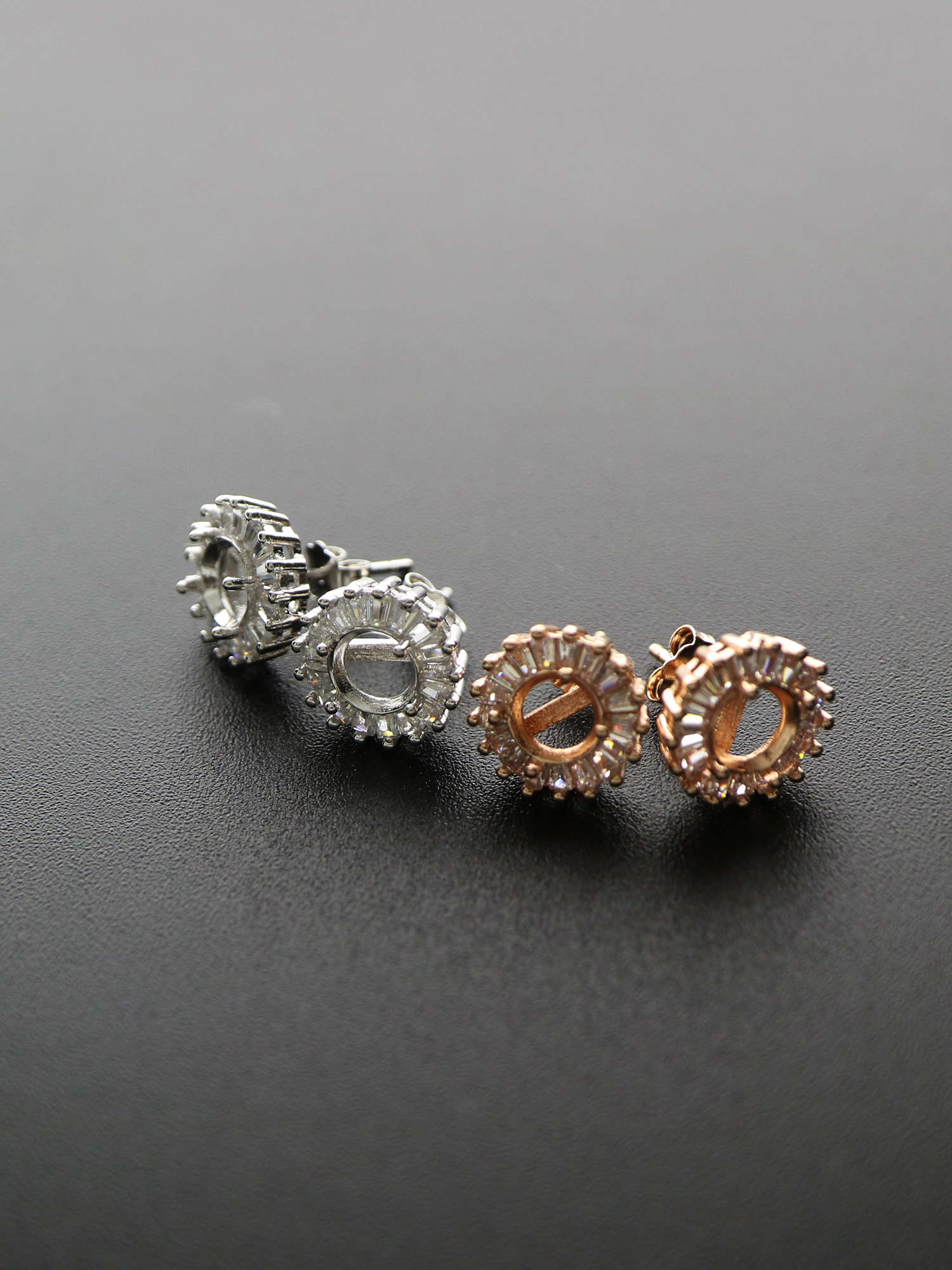 1Pair 4-8MM Round Rose Gold Solid 925 Sterling Silver DIY Prong Studs Earrings Settings Bezel 1706028 - Click Image to Close